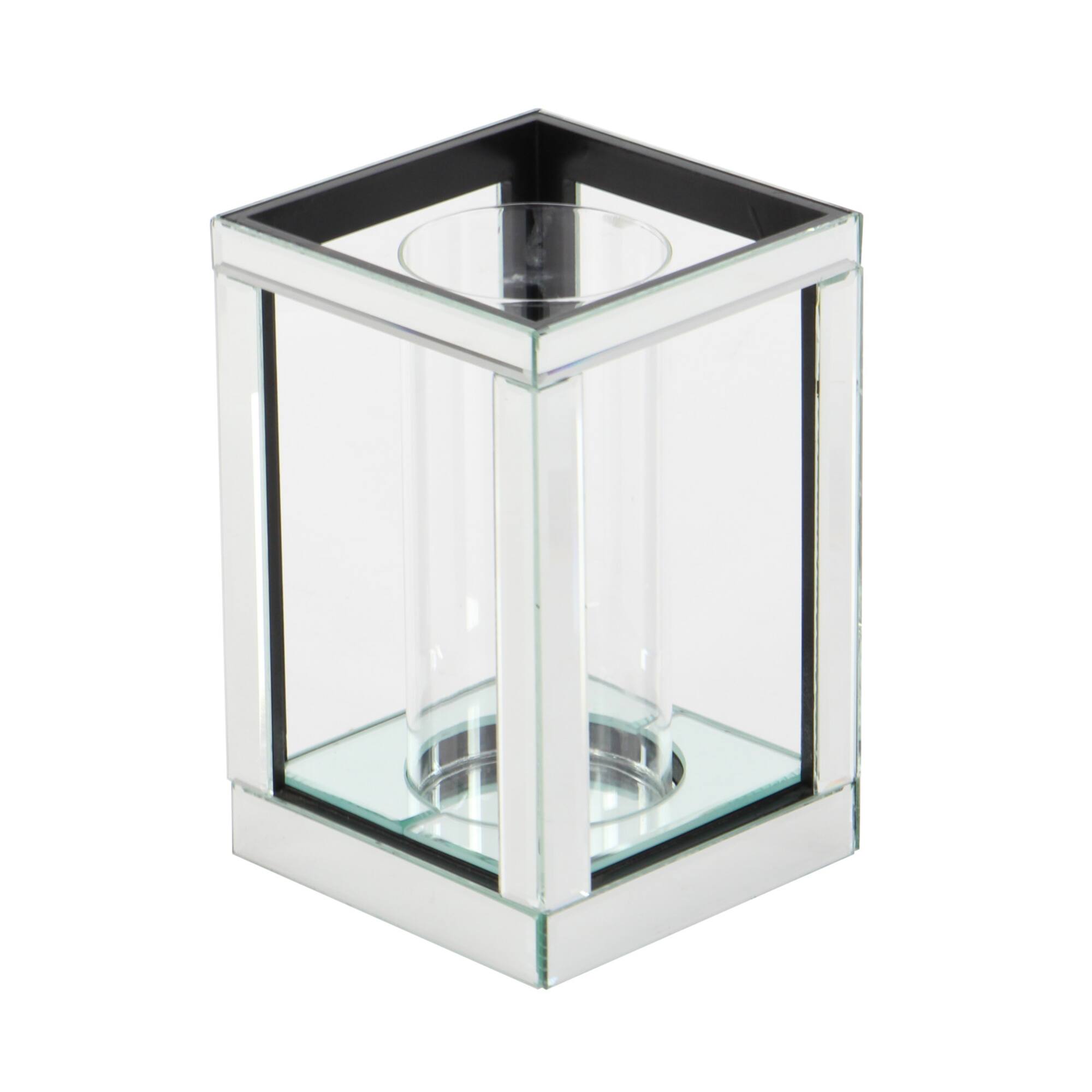 10" Silver Glass Glam Candle Holder